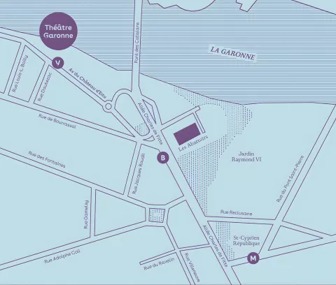 Carte pour situer le théâtre Garonne
